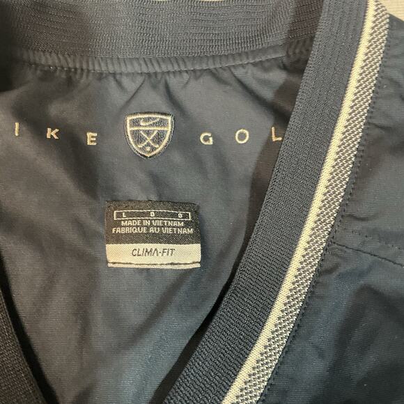 Nike Golf Vest Mens Large windbreaker Pullover Zip Pockets Blue V-Neck - Picture 2 of 7